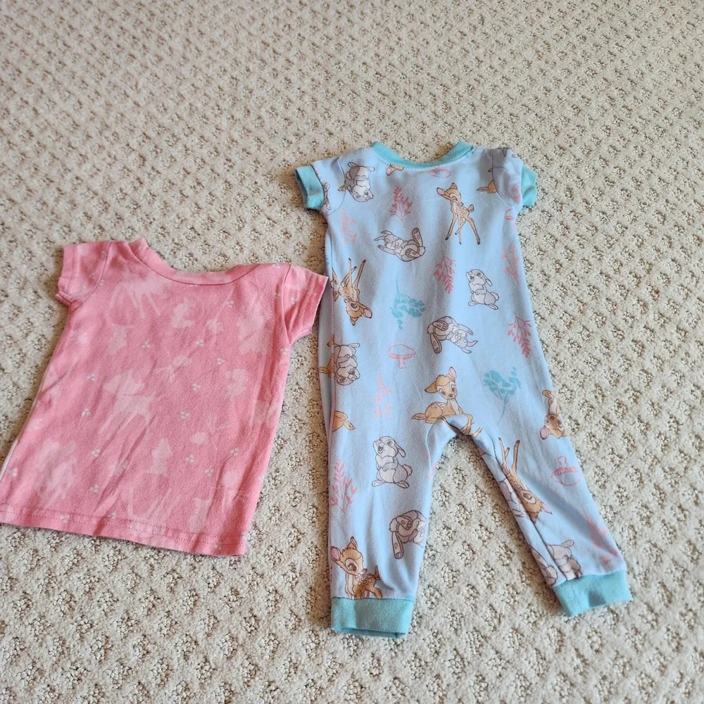 Disney Baby Bambi Thumper size 6M Romper Pajamas‎ and shirt set